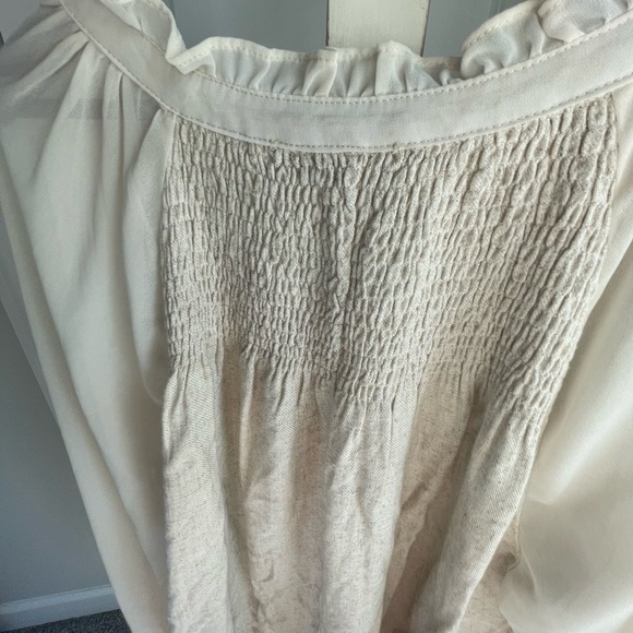 Umgee Plus Cream Linen Peasant Top with Sheer Sleeves Size 2XL - Picture 5 of 7